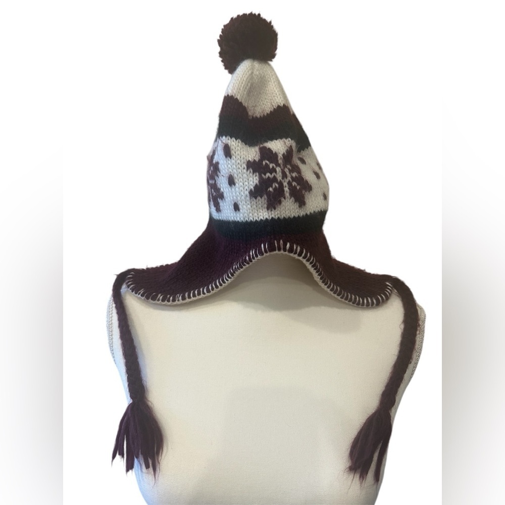 Kids Knit Snowflake Pom Ear Flap Beanie Fleece Lined Weather Hat Youth Size